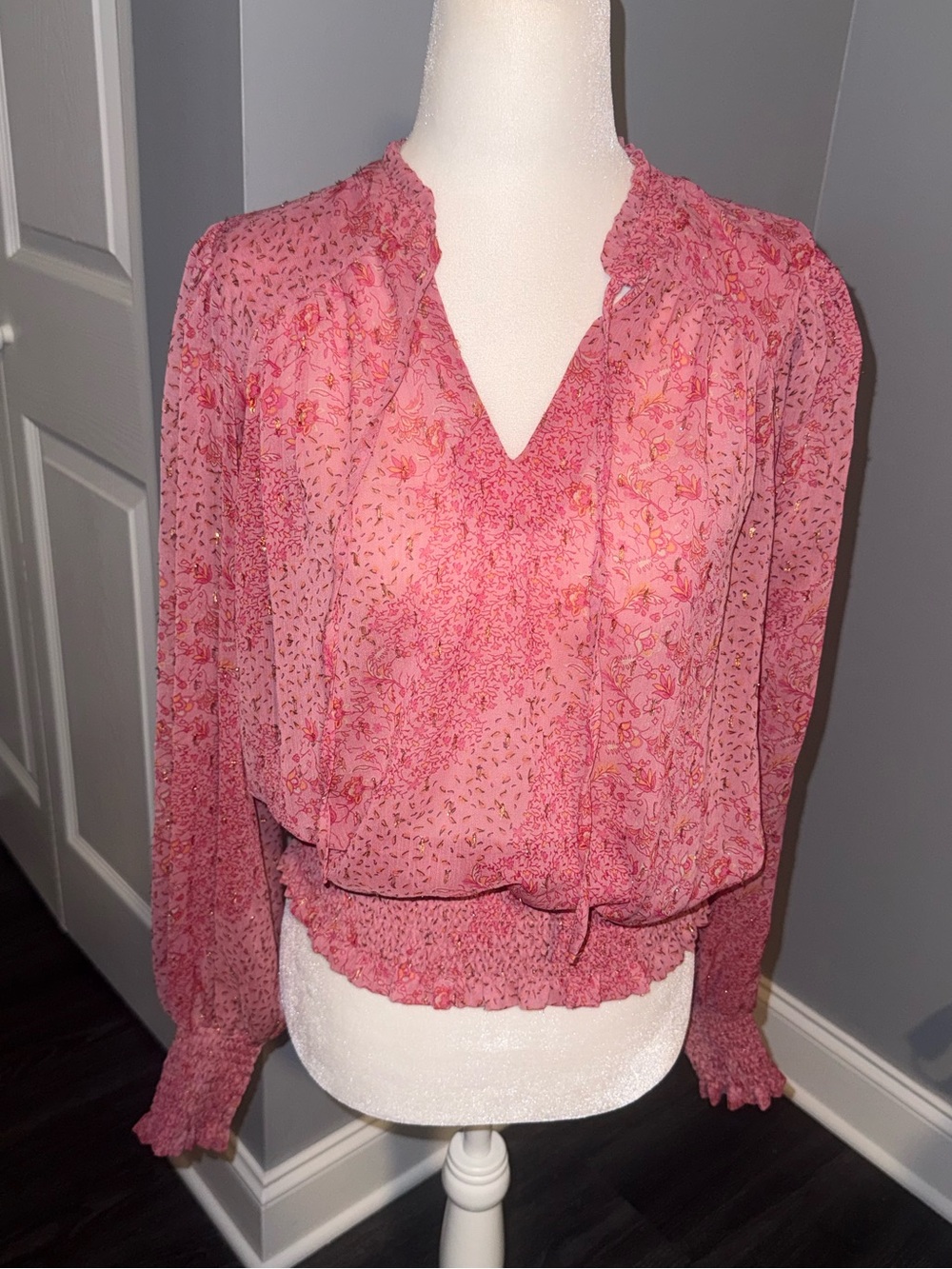 JOIE long sleeve floral blouse size small